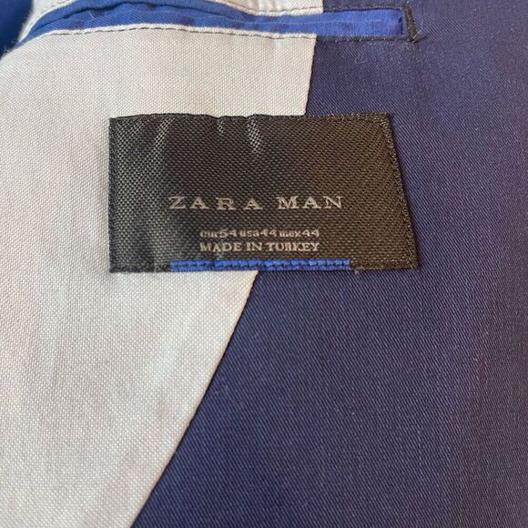 Zara Man Sport Jacket Blazer - Cobalt Blue Size 44 With Elbow Patches - Picture 5 of 11